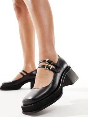 Walk London Liley Mary Janes In Black Leather